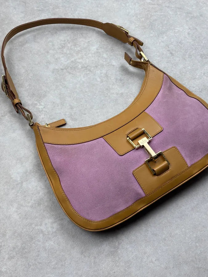1990s Gucci Pink Lilac Suede Jackie Shoulder Bag xFfFrox 4