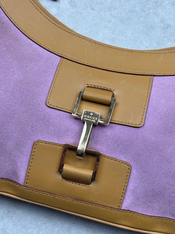 1990s Gucci Pink Lilac Suede Jackie Shoulder Bag xFfFrox 5