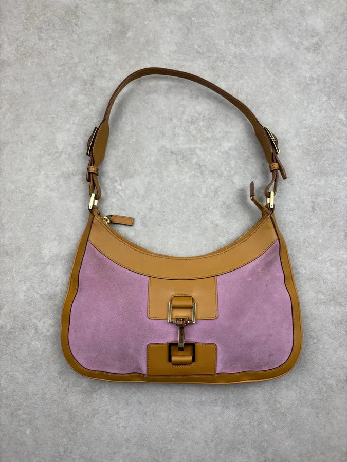 1990s Gucci Pink Lilac Suede Jackie Shoulder Bag xFfFrox 0