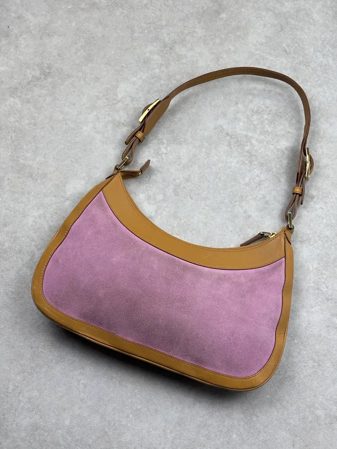 1990s Gucci Pink Lilac Suede Jackie Shoulder Bag xFfFrox 7