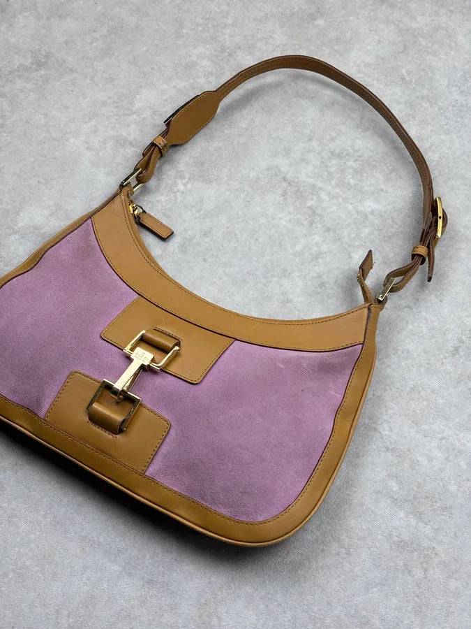1990s Gucci Pink Lilac Suede Jackie Shoulder Bag xFfFrox 3