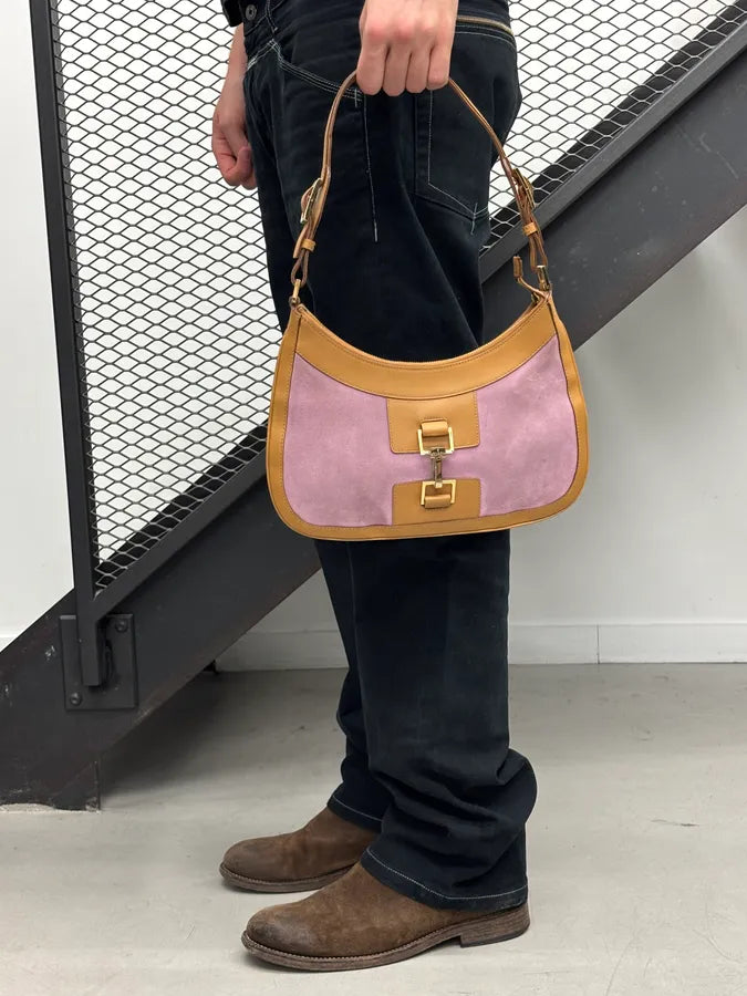 1990s Gucci Pink Lilac Suede Jackie Shoulder Bag xFfFrox 2