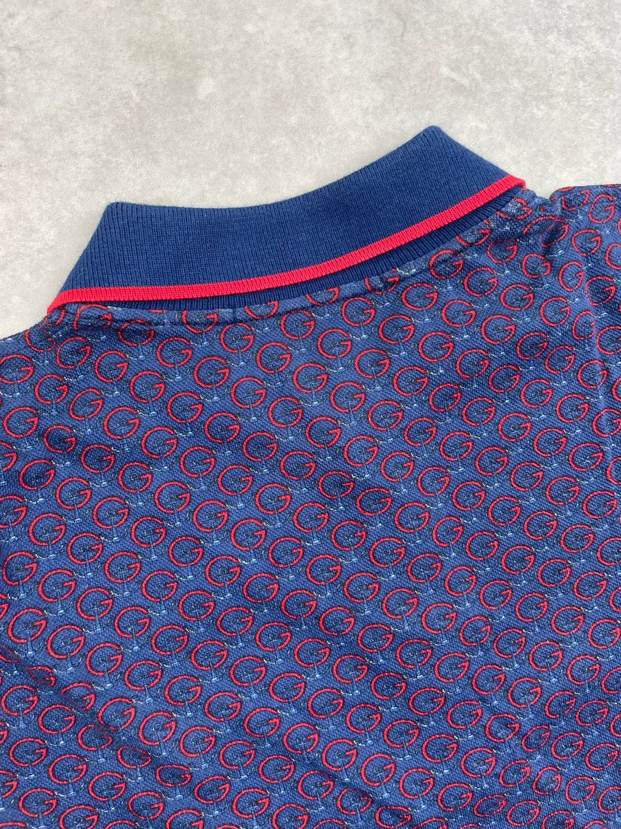 2000s Gucci Navy Red GG Monogram Polo UUwliCe 5