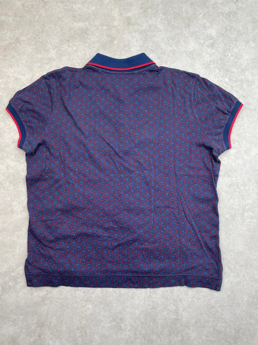 2000s Gucci Navy Red GG Monogram Polo UUwliCe 3