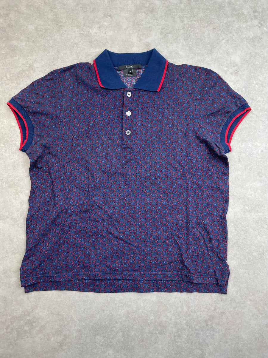 2000s Gucci Navy Red GG Monogram Polo UUwliCe 2