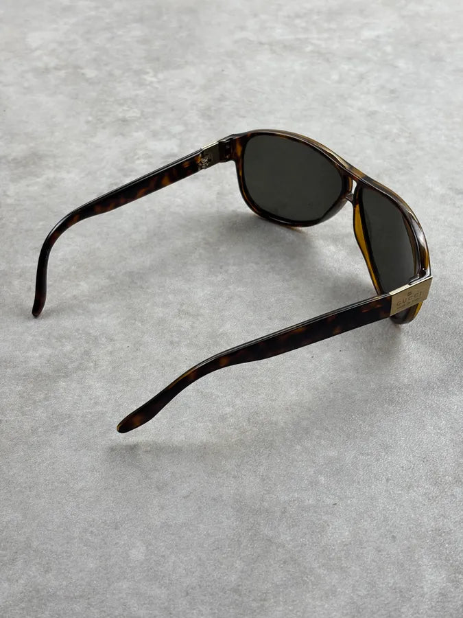 2000s Gucci Tortoiseshell Acetate Aviator Sunglasses ZVPRaEQ 6