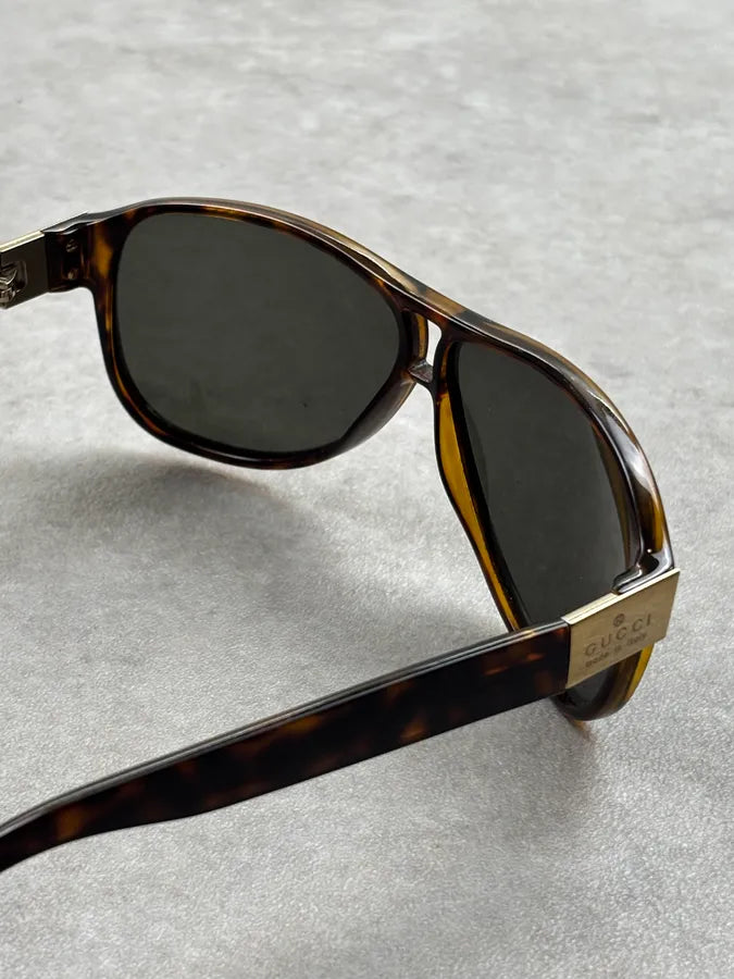 2000s Gucci Tortoiseshell Acetate Aviator Sunglasses ZVPRaEQ 12
