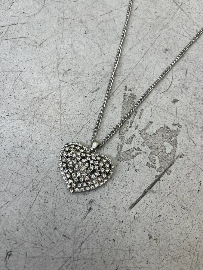 Vintage Heart Strass Stainless Steel Necklace JqOGWrk 2
