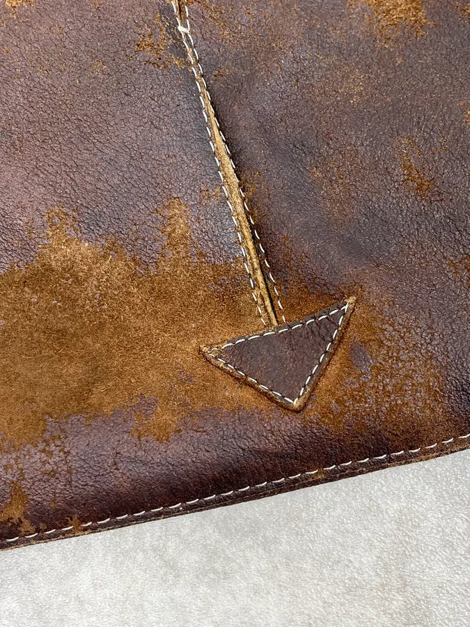 2000s Cavalli Brown Eroded Leather Shoulder Bag nefXajc 6
