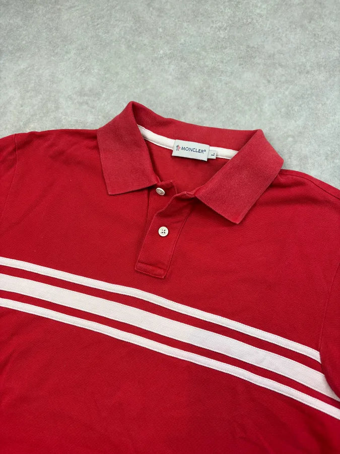 2000s Moncler Red Striped Polo Shirt DOBgpRM 3