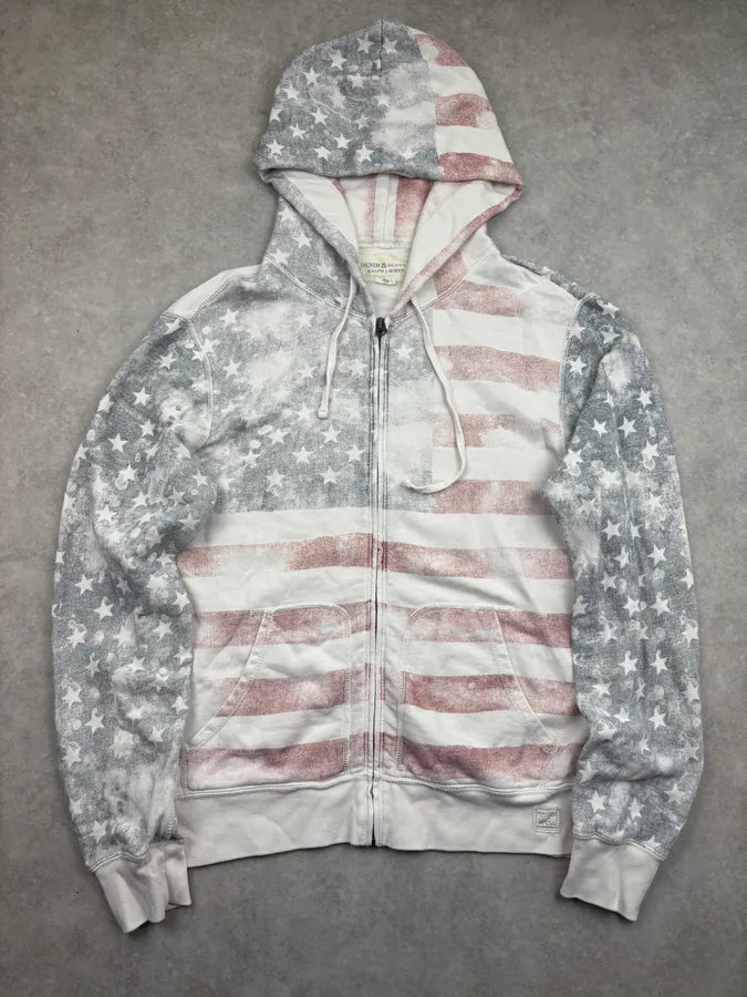 2010s Ralph Lauren White Flag American Flag Hoodie ENkGnbD 2