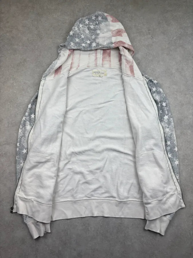 2010s Ralph Lauren White Flag American Flag Hoodie ENkGnbD 6