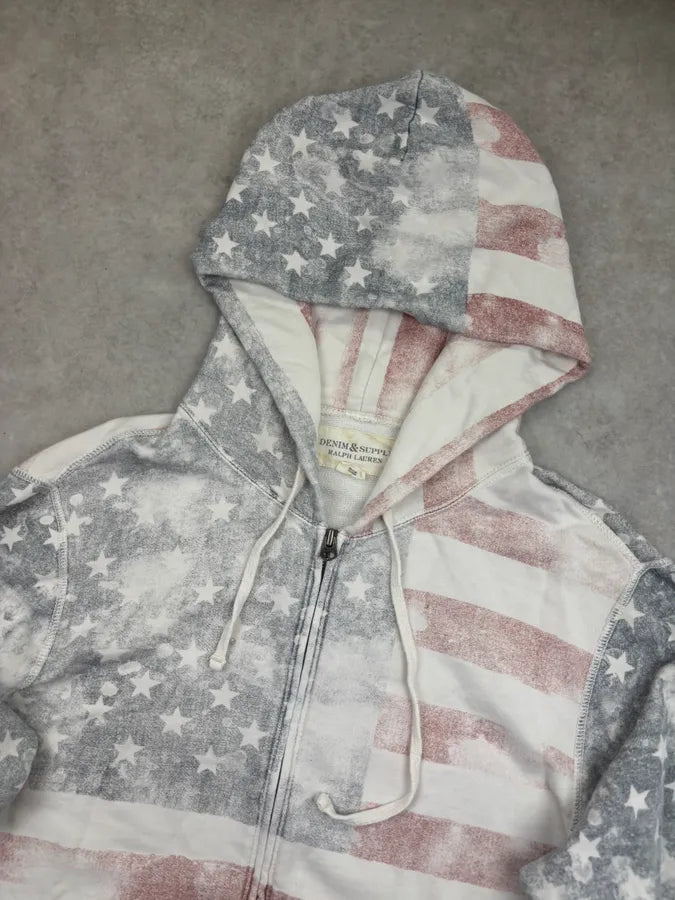 2010s Ralph Lauren White Flag American Flag Hoodie ENkGnbD 3