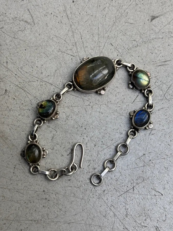 Vintage Sterling Silver Labradorite Bracelet  jPJLZUH 0