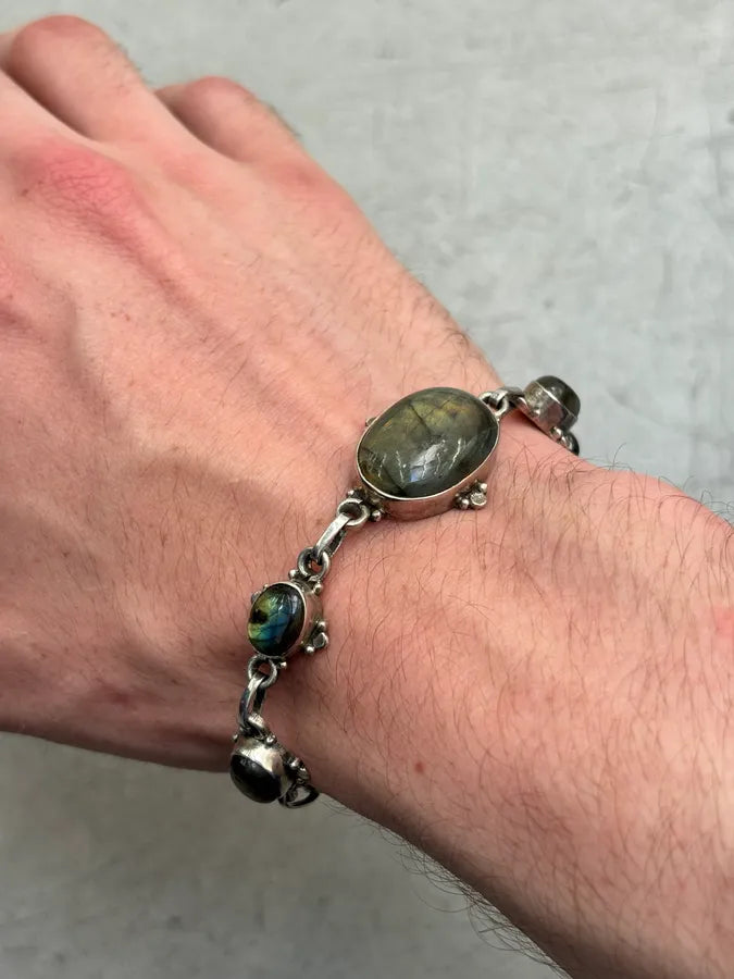 Vintage Sterling Silver Labradorite Bracelet  jPJLZUH 1