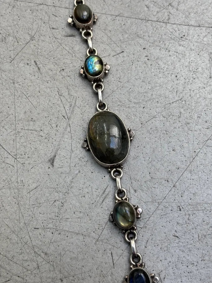 Vintage Sterling Silver Labradorite Bracelet  jPJLZUH 3