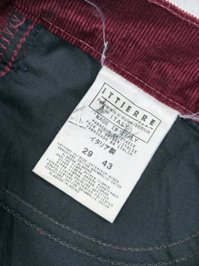 AW2003 Versace Bordeaux Corduroy Distressed Flared Pants vqqLwbA 10