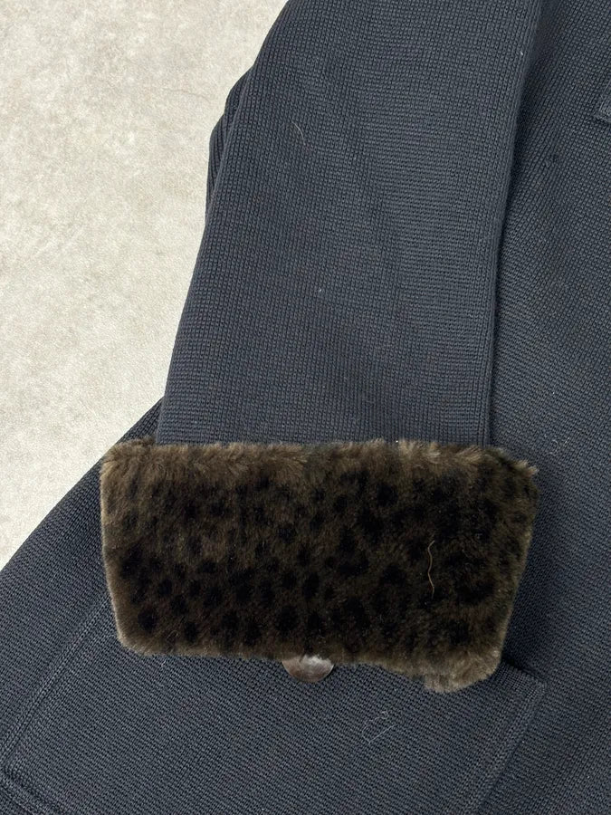1990s Yves Saint Laurent Black Wool Fur Collar Coat xJhXzJE 8