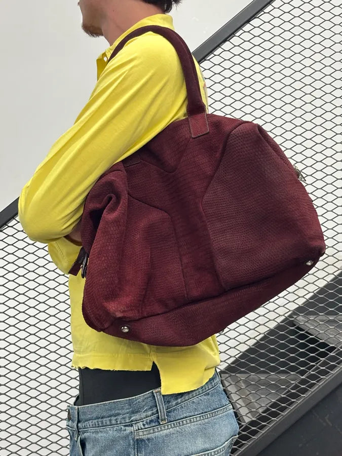AW2009 Yves Saint Laurent Bordeaux Leather Handle Bag yneObjV 2