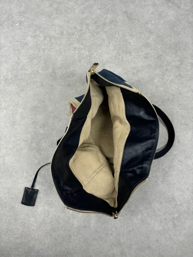 2000s Yves Saint Laurent Burgundy Leather Colorblock Handle Bag GepRwbu 12