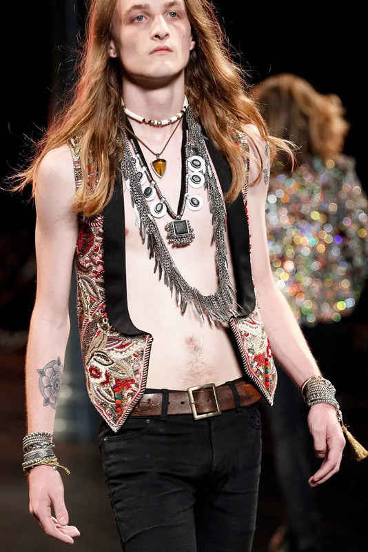 SS2015 Saint Laurent Burnished Woven Brown Leather Belt ptprzBq 0