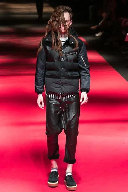 AW2013 Comme des Garçons Ganryu Black Leather Hooded Puffer Nylon Jacket ysgmQMy 1