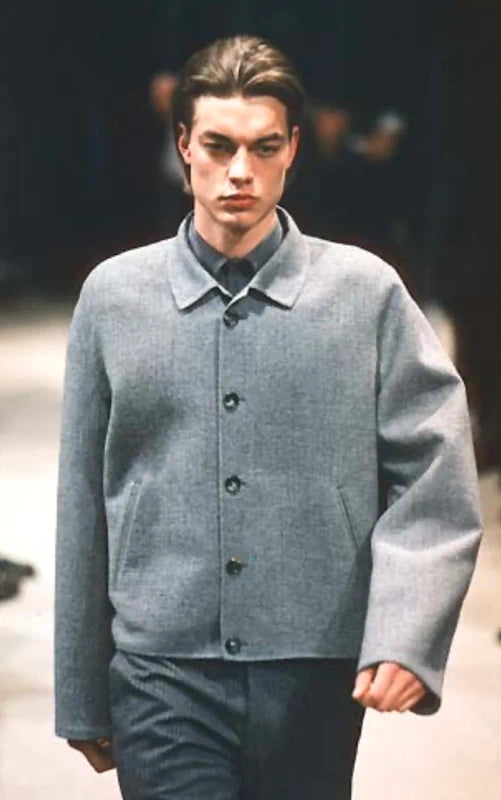 AW1997 Jil Sander Wool Mohair Buttoned Classy Grey Jacket ZHduYnL 1