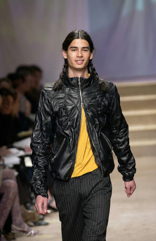 FW2000 Marithé + François Girbaud Light Blue Quilted Geometric Nylon Jacket zrRtPAE 3