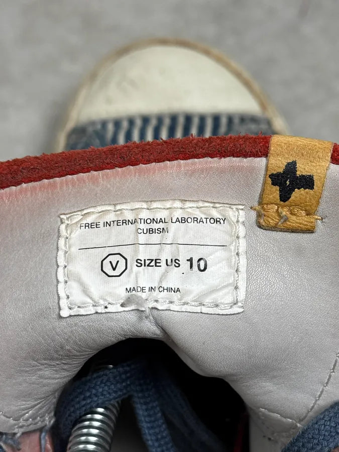 Visvim Skagway Navy Distressed Denim High Sneakers  RuLlFuu 5