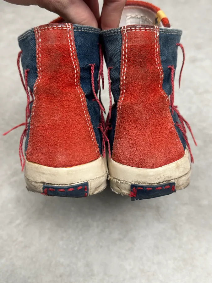 Visvim Skagway Navy Distressed Denim High Sneakers  RuLlFuu 3