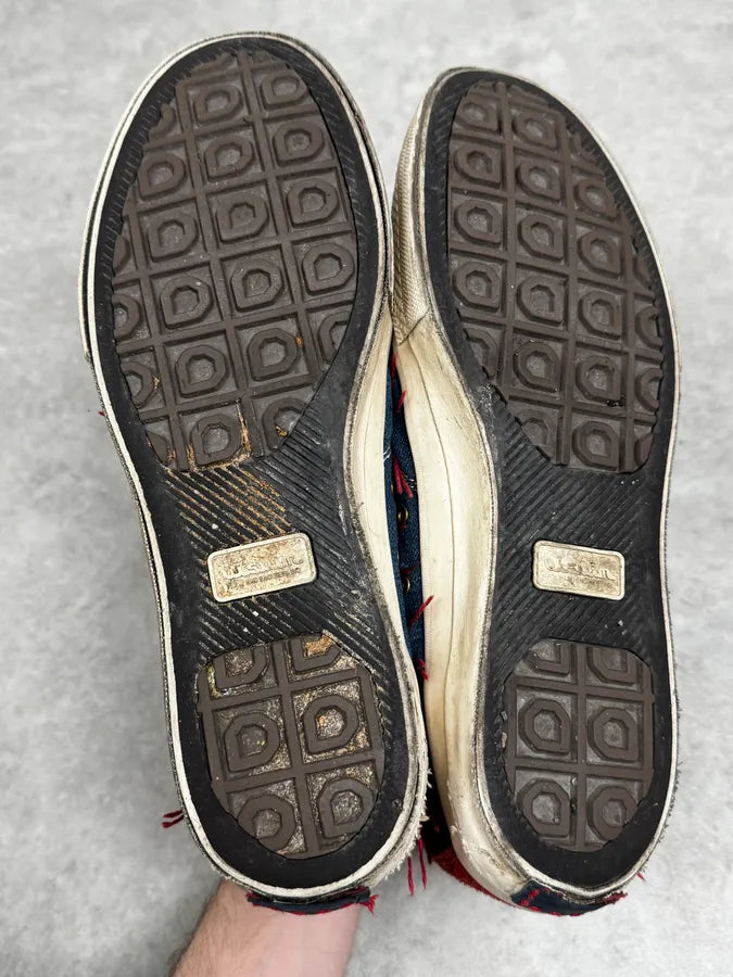 Visvim Skagway Navy Distressed Denim High Sneakers  RuLlFuu 4