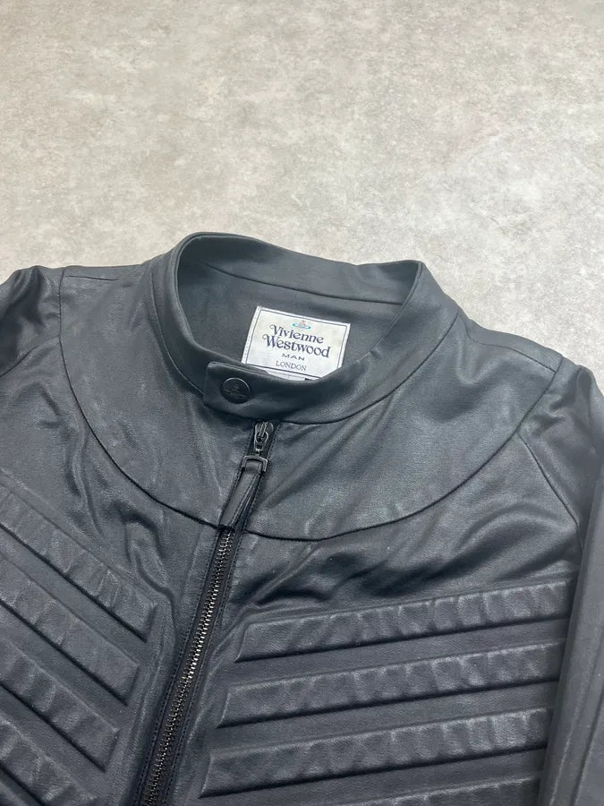 AW2014 Vivienne Westwood Padded Leather Black Biker Jacket teWOVSk 5