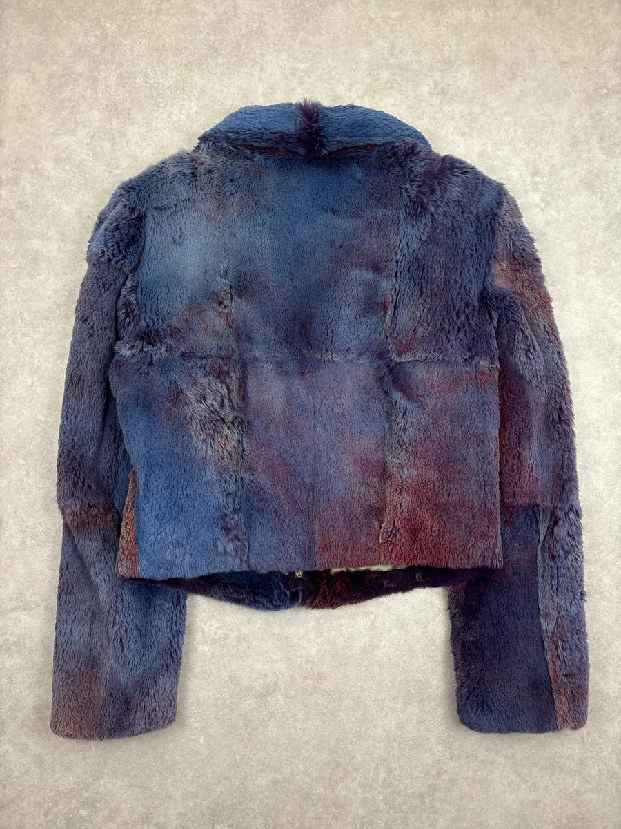 2000s Versace Navy Red Gradient Zip-Up Fur Jacket vjMOblri 5