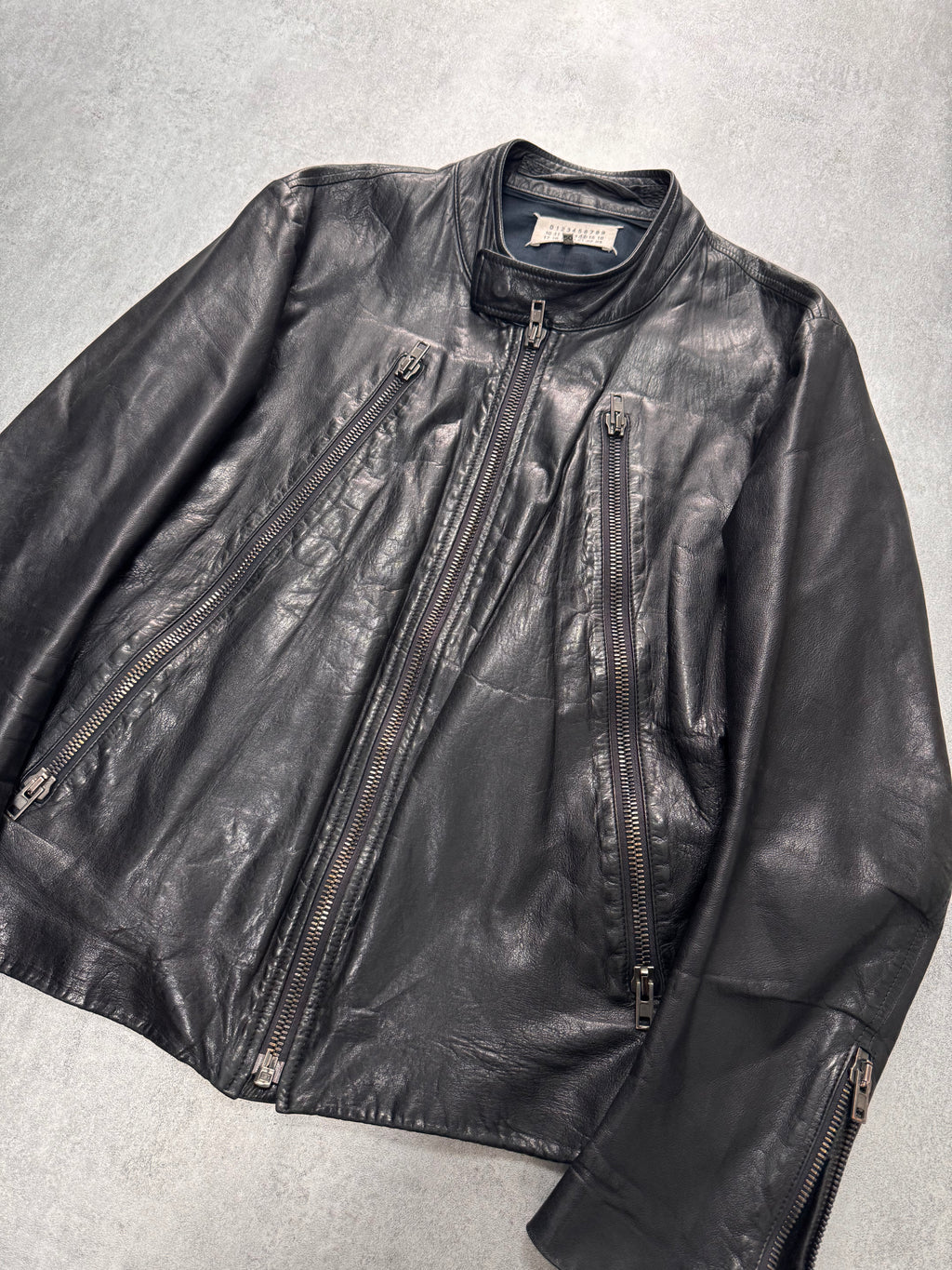 SS2014 Maison Margiela 5-Zip Premium Black Leather Jacket (M) - 11