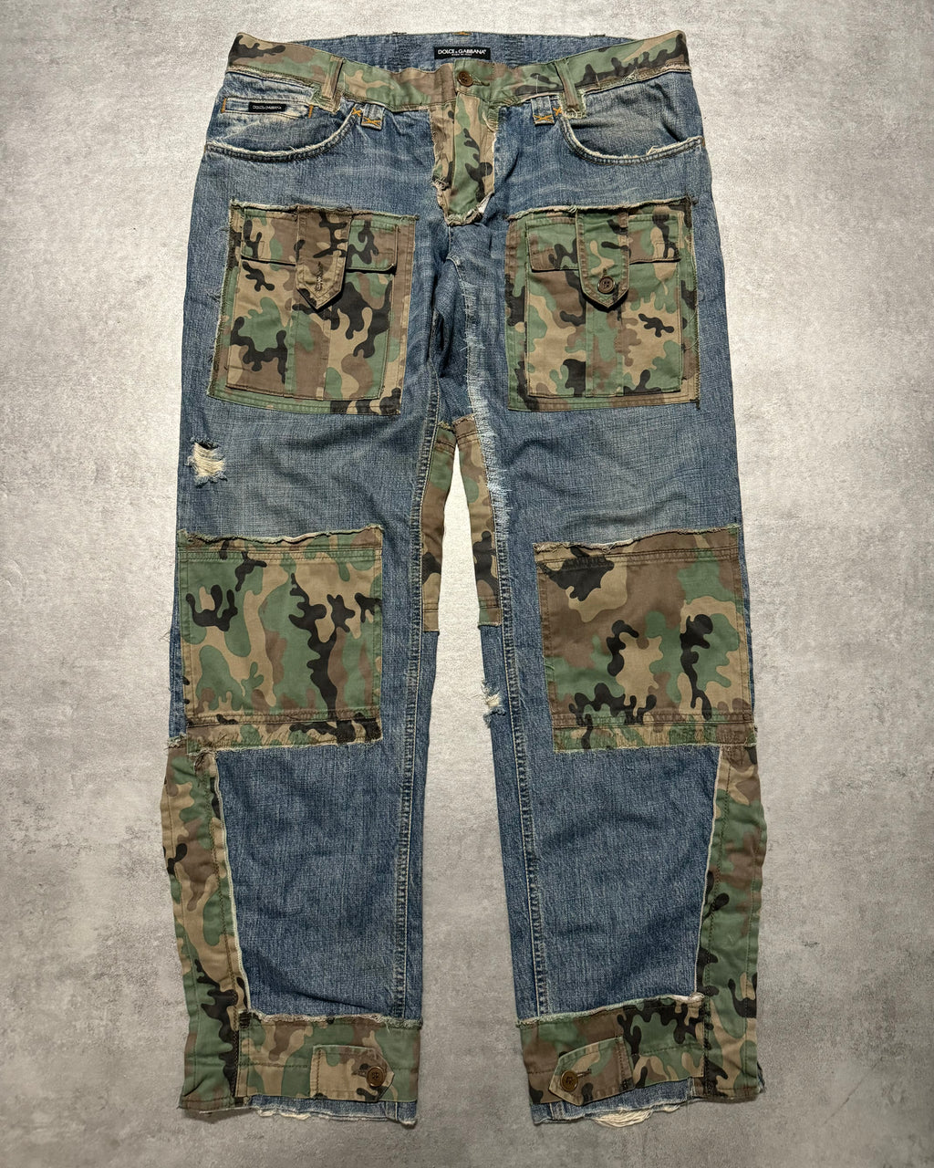 FW2005 Dolce & Gabbana Hybride Camo Multi Pockets Rebel Denim Jeans (XL) - 1
