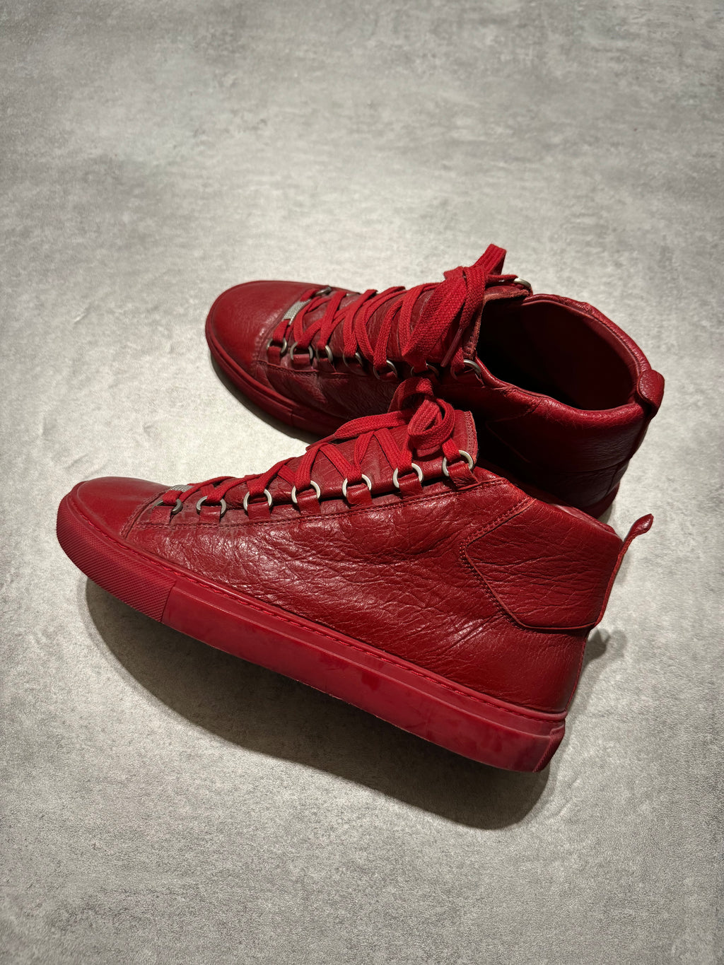 Balenciaga Arena Red High Top Leather Sneakers (41,5) - 3