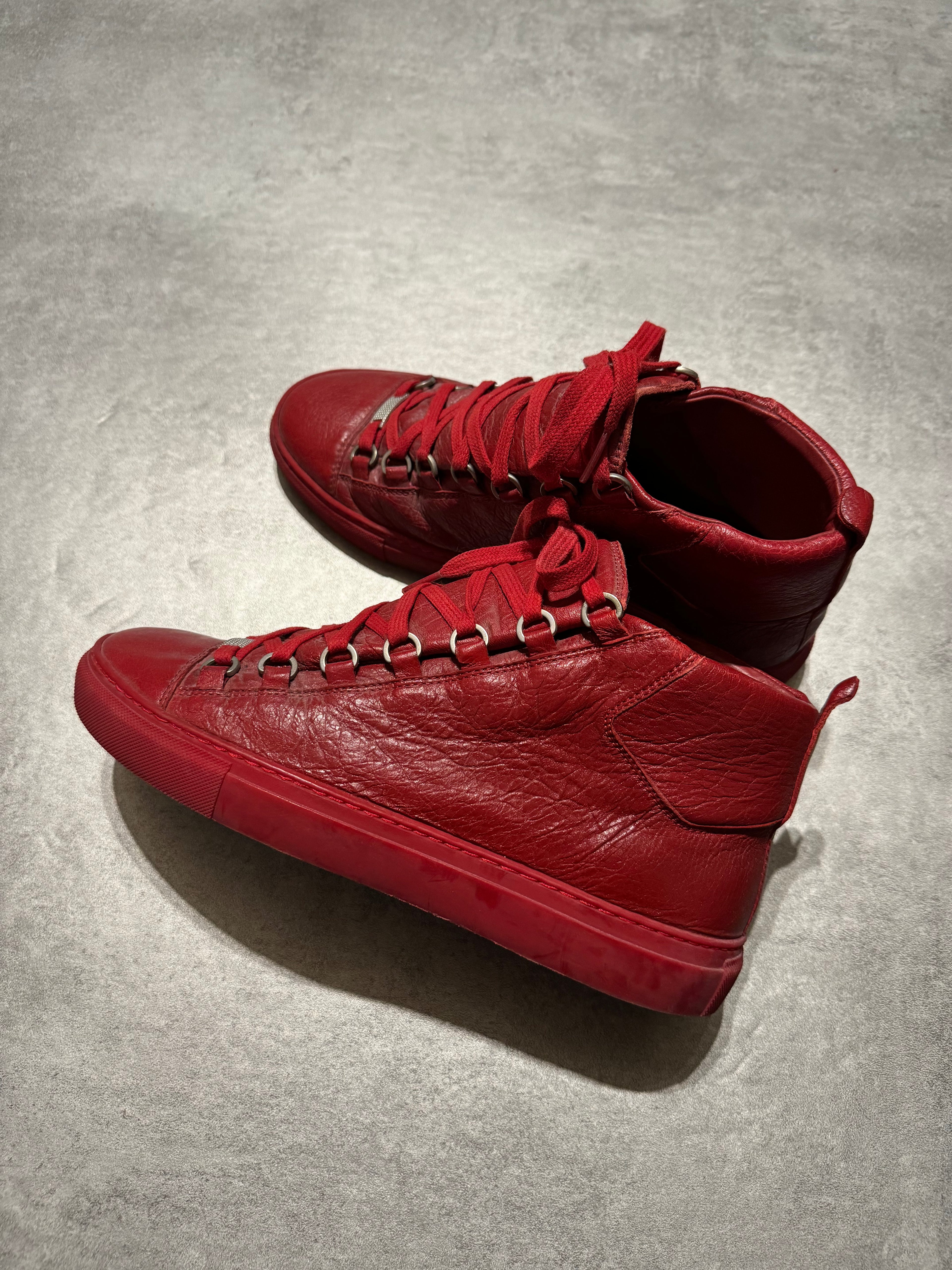 Balenciaga Arena Red High Top Leather Sneakers (41,5) - 3