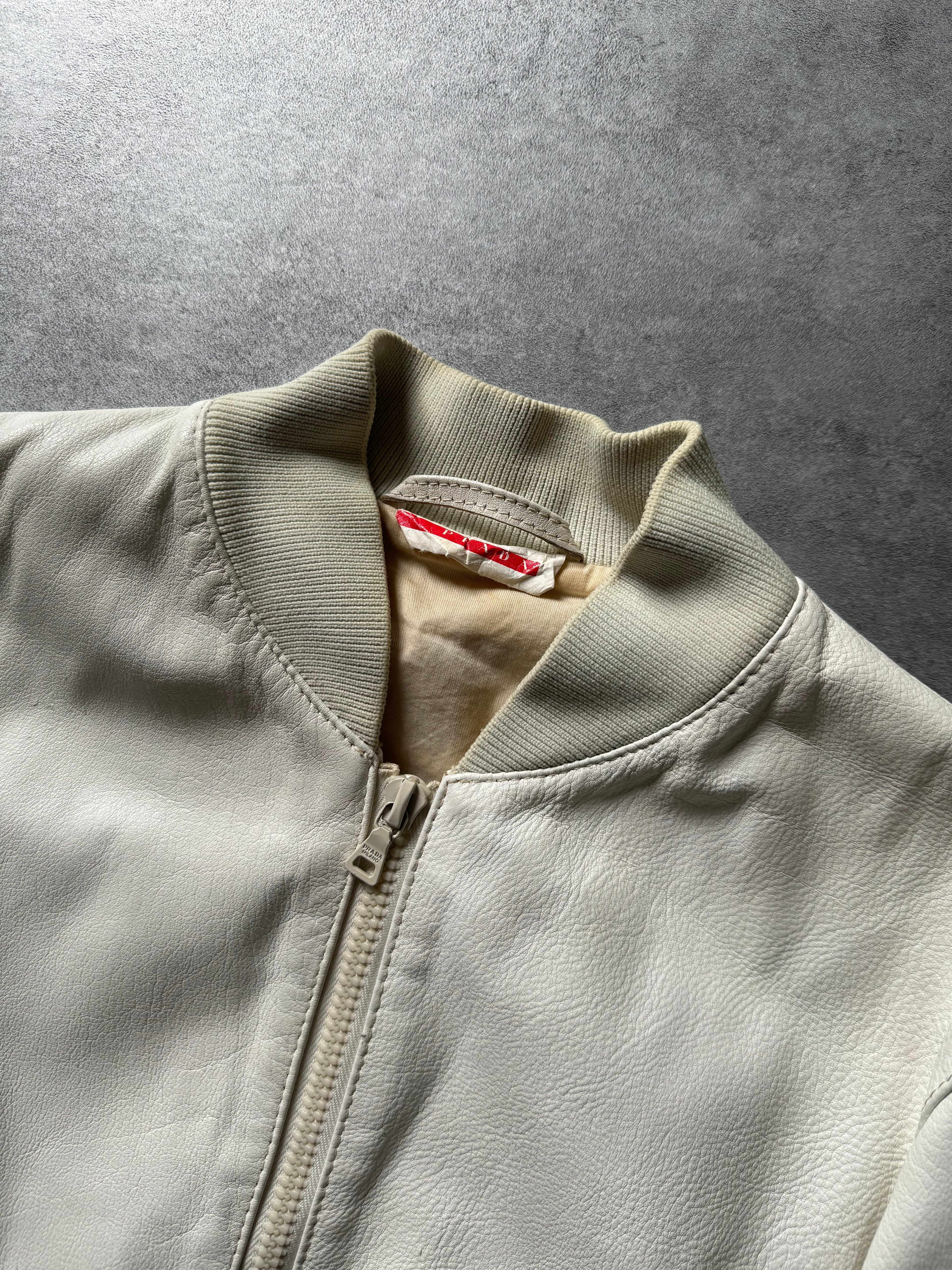 SS2003 Prada White Leather Bomber Jacket  (XS) - 10