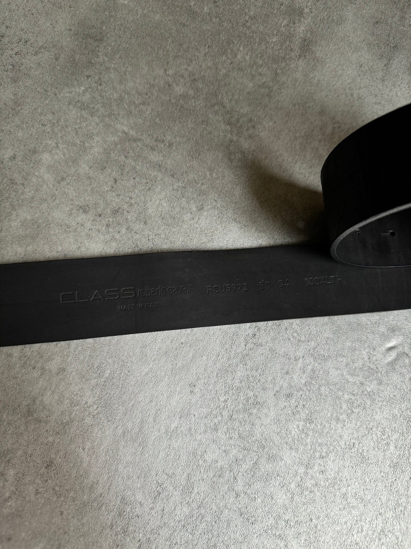 Roberto Cavalli Black Leather Crocodile Effect Belt (OS) - 8