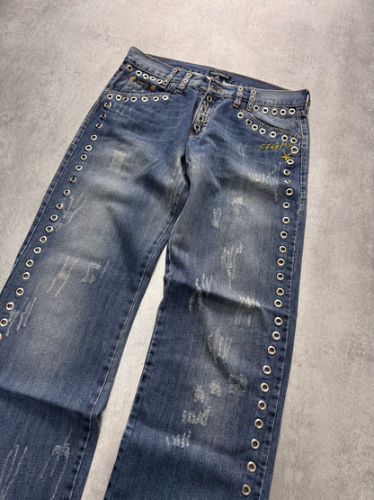 SS2006 Dolce & Gabbana Eyled Distressed Denim Jeans (L) - 6