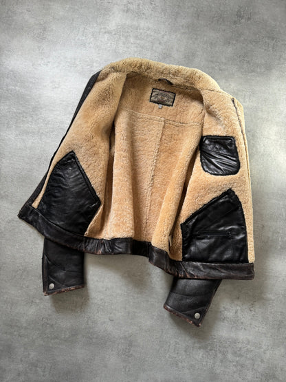 1980s Giorgio Armani Premium Shearling Biker Leather Jacket (M) - 8