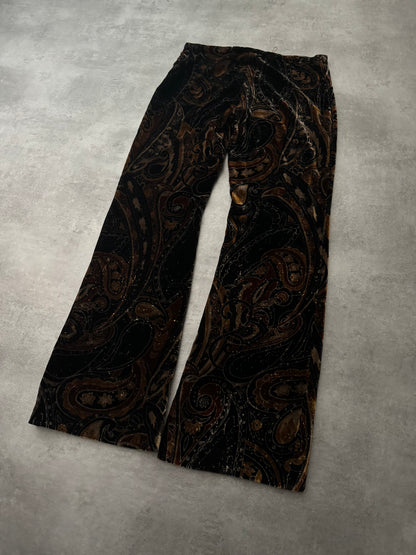 AW1999 Roberto Cavalli Obscure Orange Space Smooth Velvet Pants (M) - 4