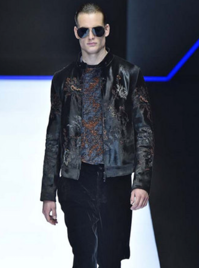 FW2018 Emporio Armani Pony Hair Floral Embroidery Leather Jacket (S/M) - 3