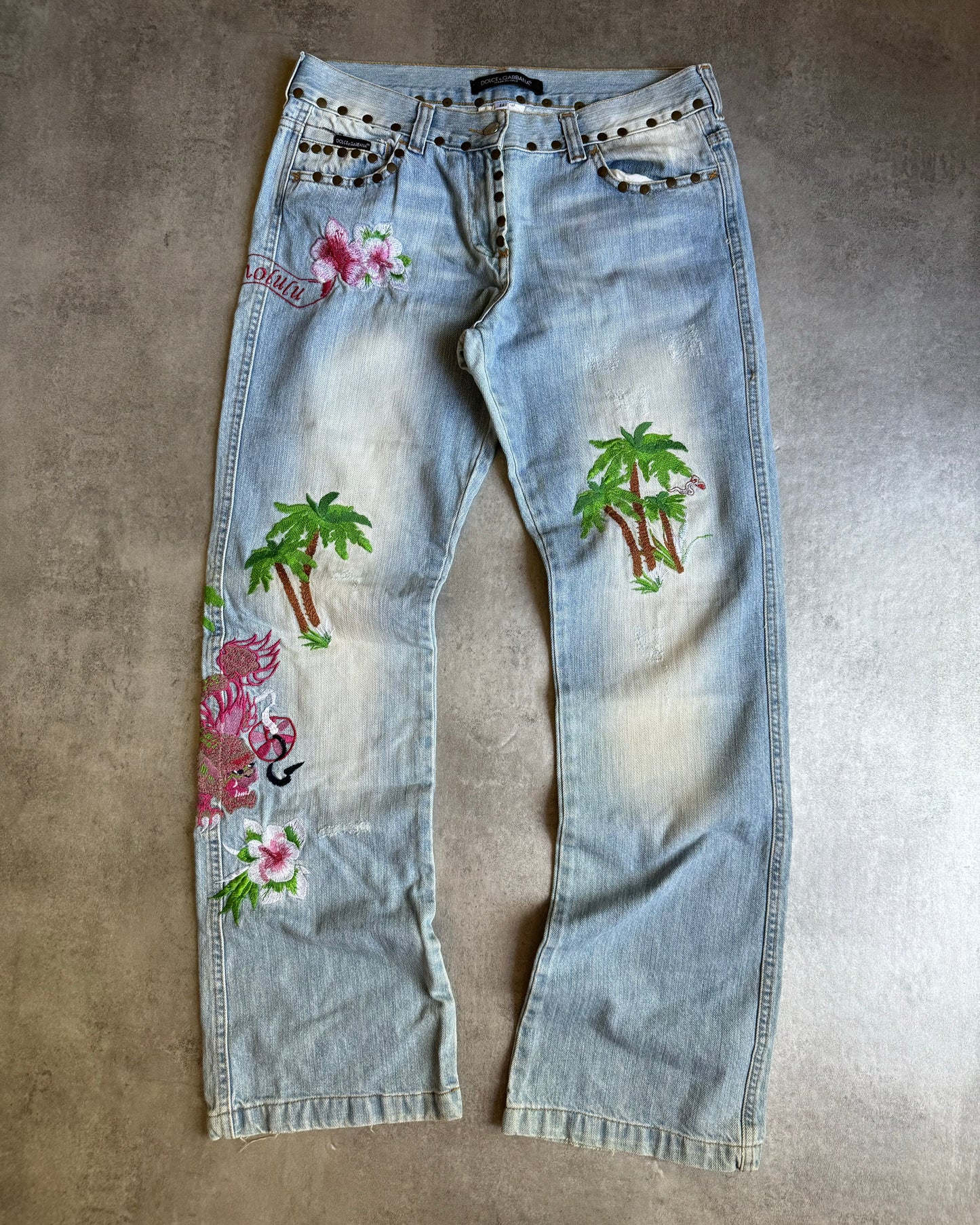 SS2006 Dolce & Gabbana Honolulu Embroidered Denim (M) - 1