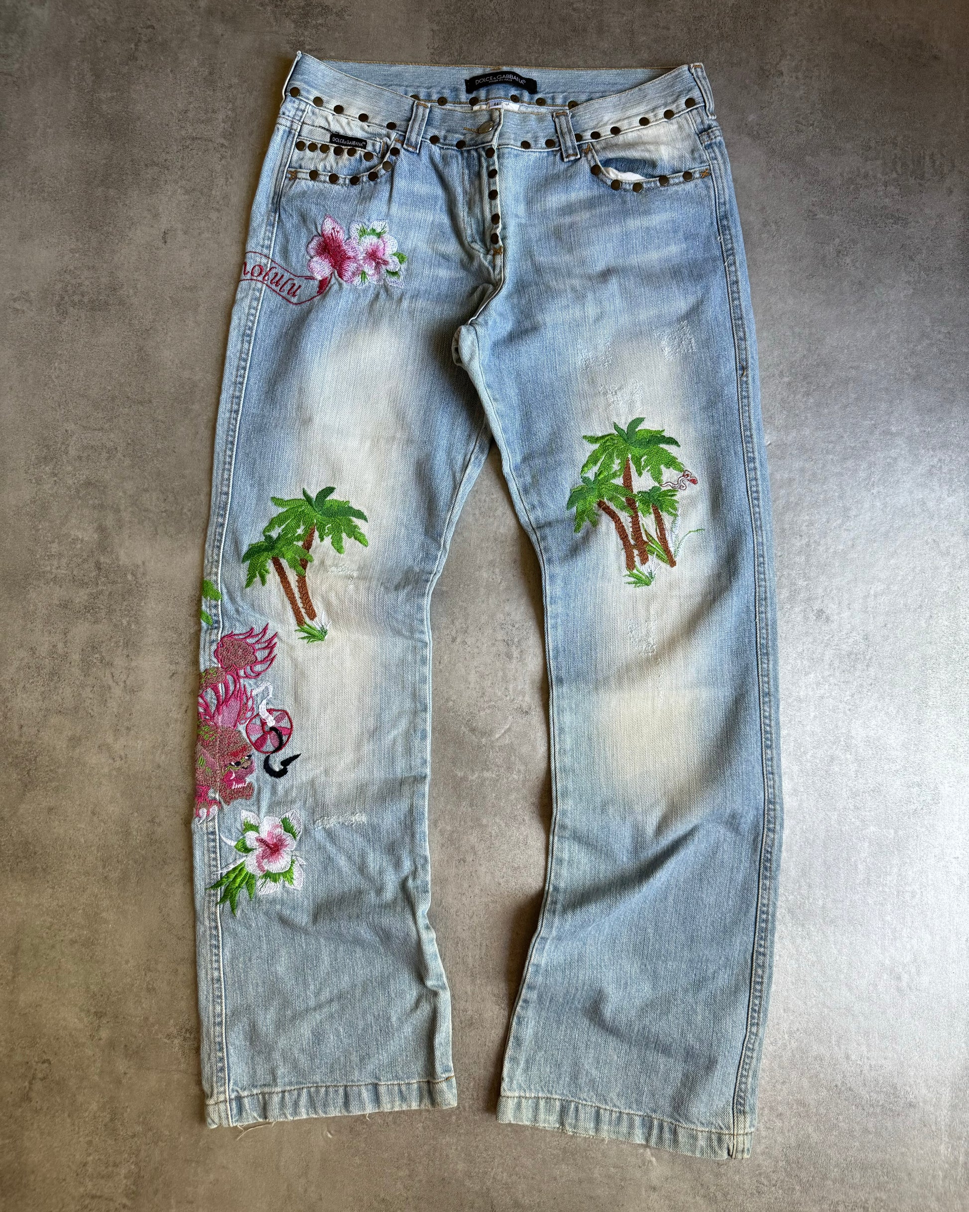 SS2006 Dolce & Gabbana Honolulu Embroidered Denim (M) - 1