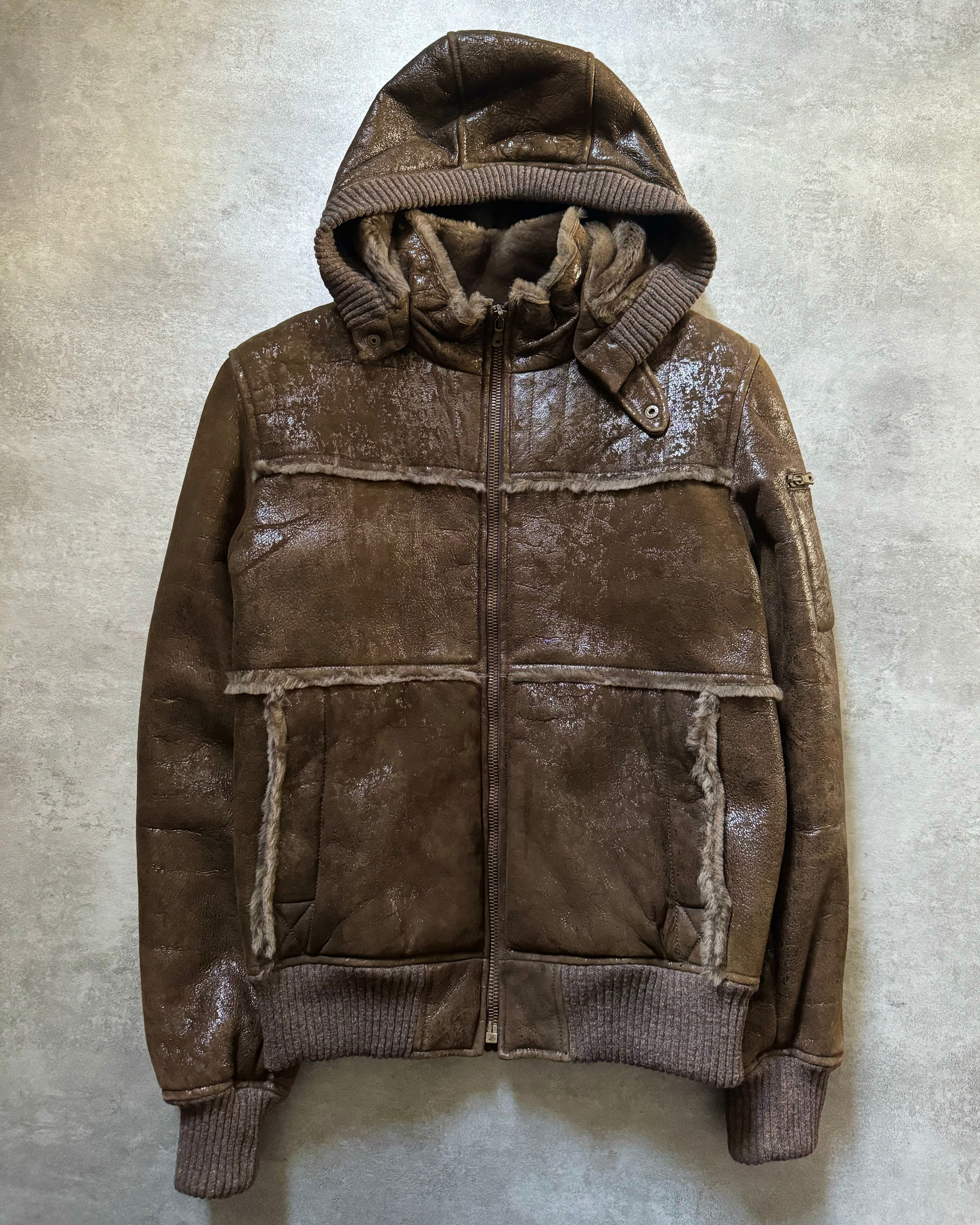 2010s Dolce & Gabbana Rabbit Brown Lamb Leather Cristal Jacket  (M) - 1