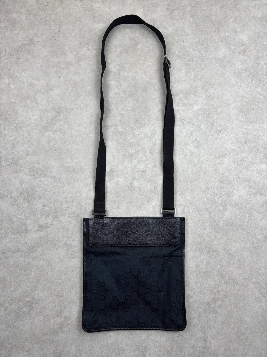 Gucci Black Canvas GG Monogram Crossbody Bag wEWQOLId 0