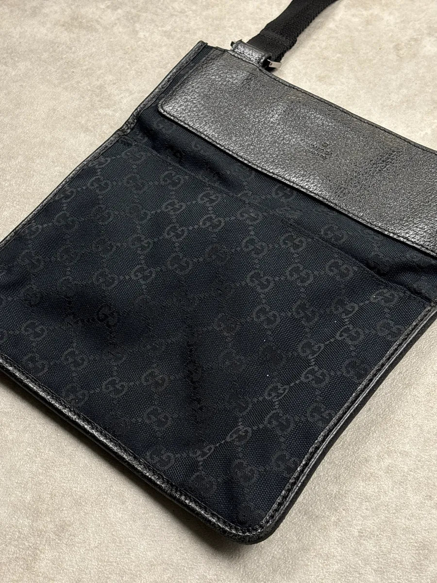 Gucci Black Canvas GG Monogram Crossbody Bag wEWQOLId 7