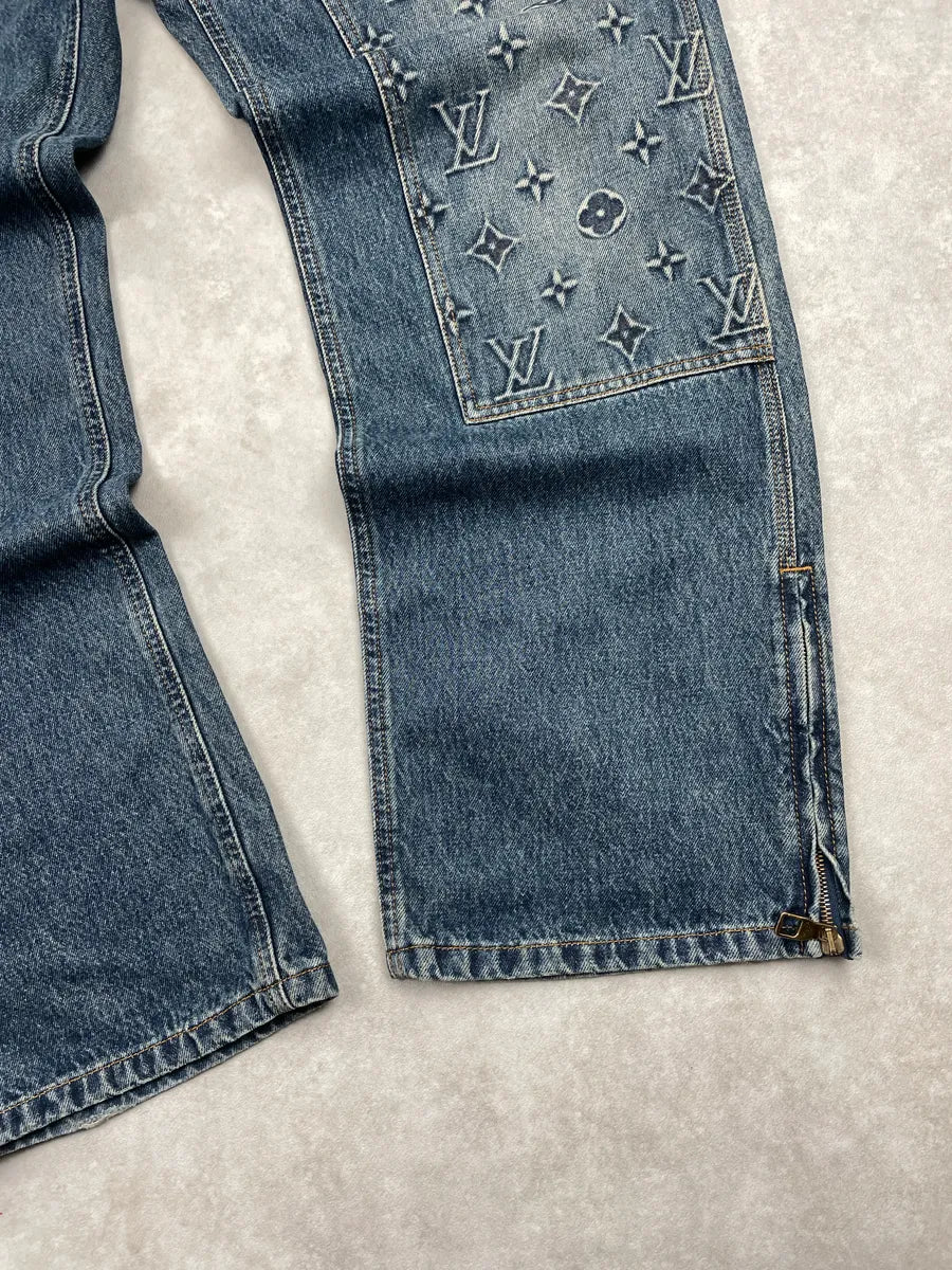 AW2023 Louis Vuitton Blue Denim Monogram Carpenter Jeans wEpFMSCp 5