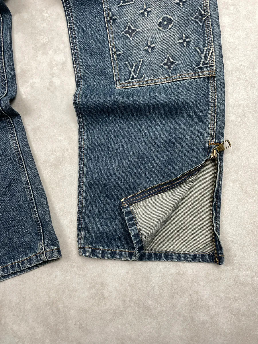 AW2023 Louis Vuitton Blue Denim Monogram Carpenter Jeans wEpFMSCp 6